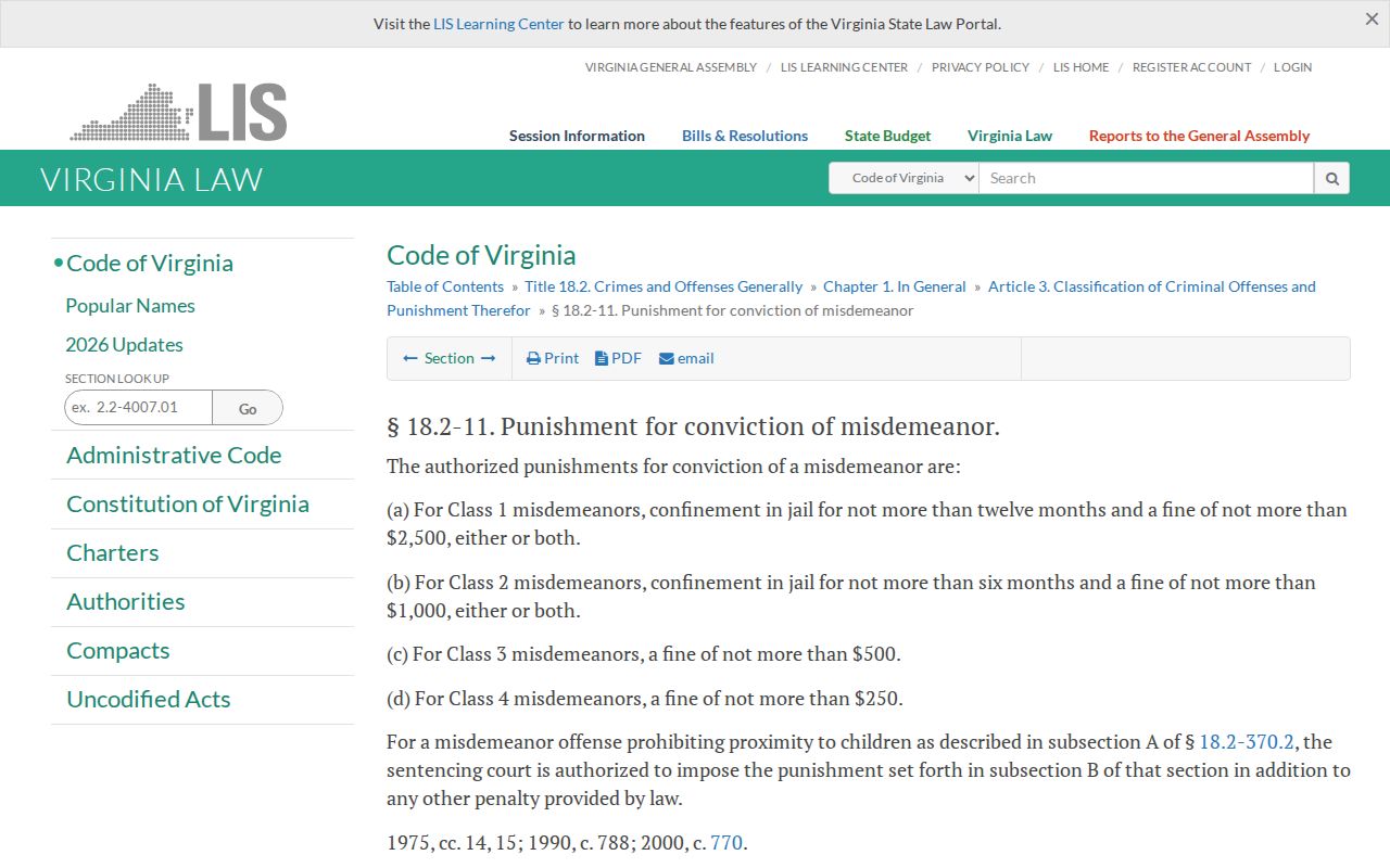 Virginia misdemeanor statute for Carroll County criminal court case records