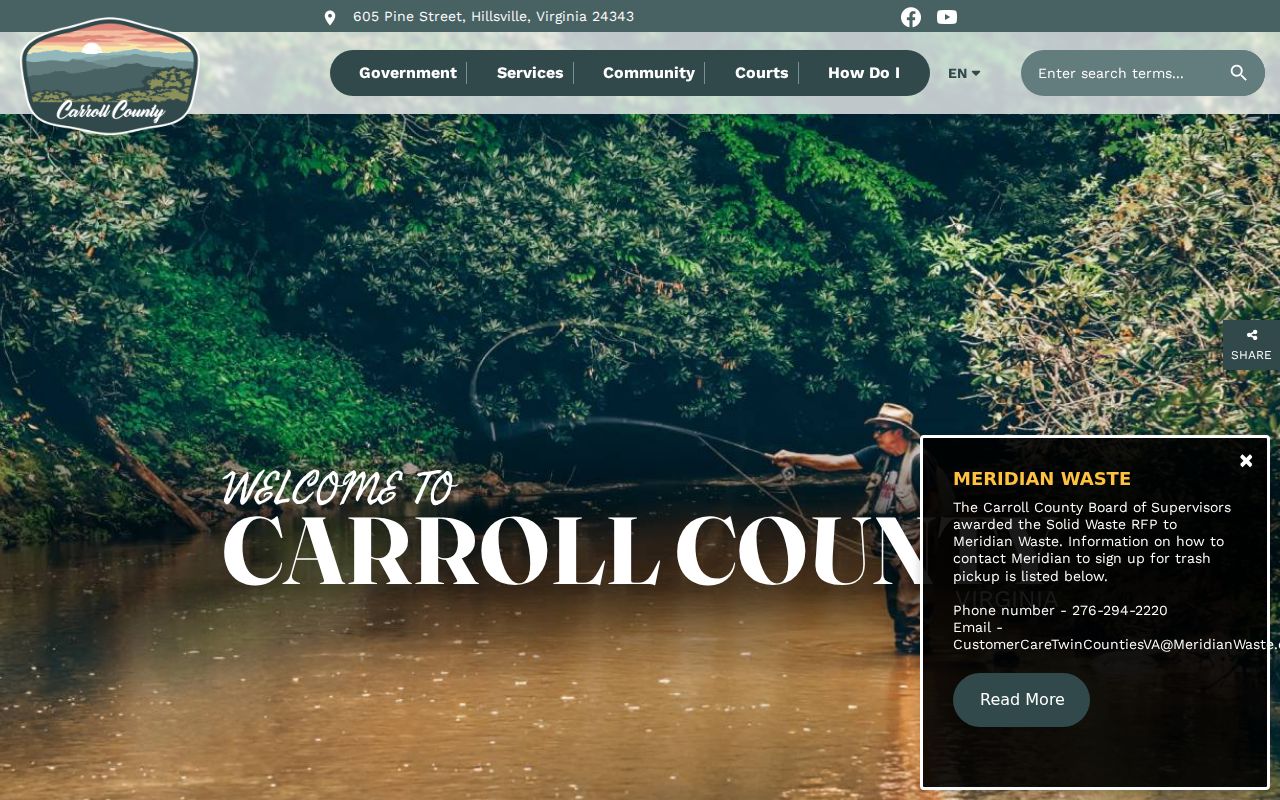 Carroll County criminal records agency directory on the government homepage