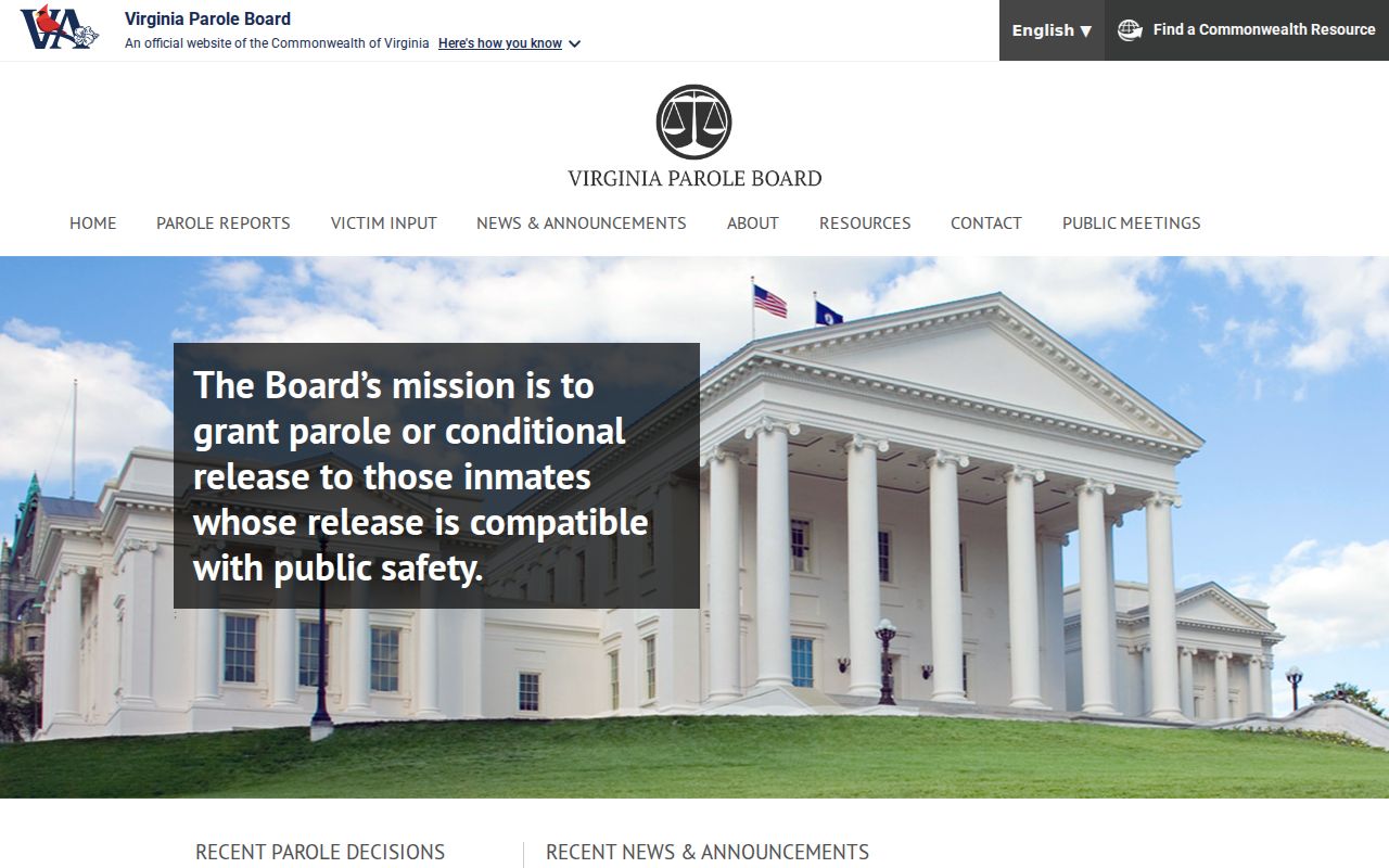 Virginia Parole Board source for Carroll County criminal supervision records